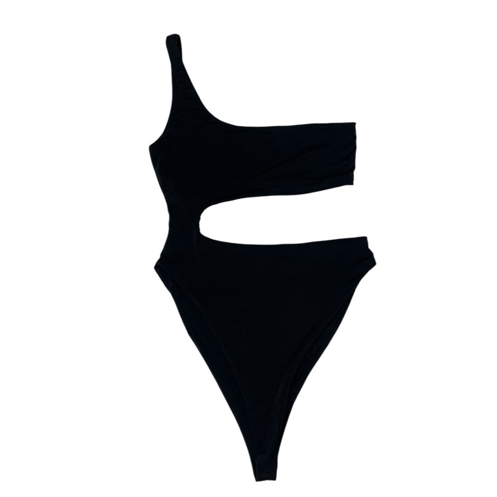 Naked Wardrobe One Piece one shoulder Black Swim Wear  All Around Cutouts XS - Picture 4 of 9